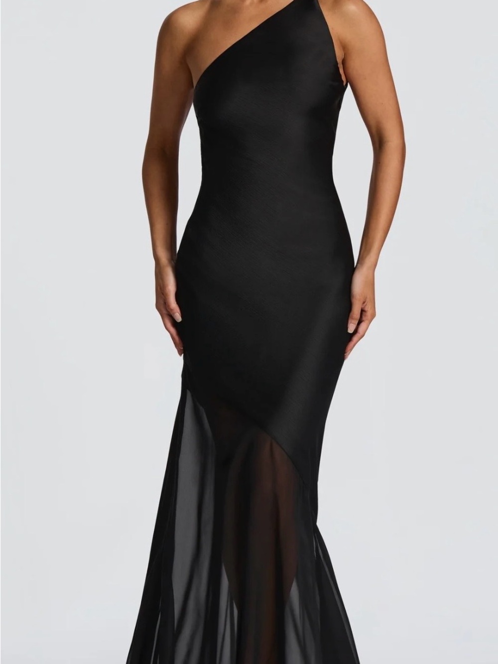 Asymmetric One-Shoulder Black Evening Dress